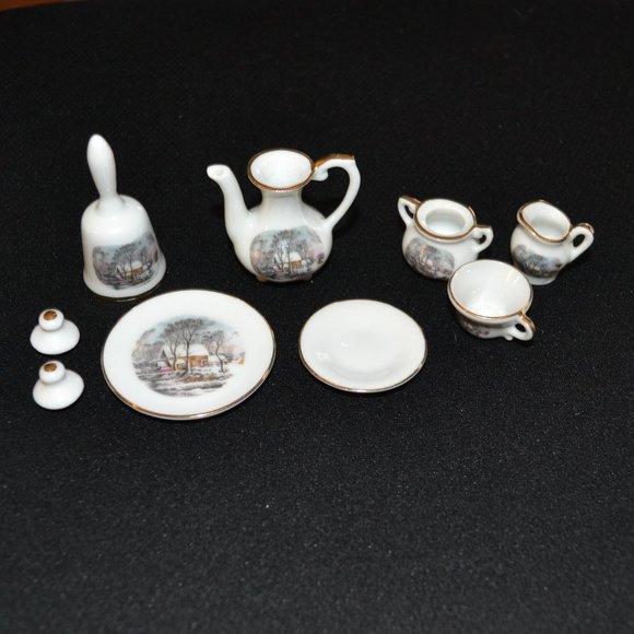 Avon Currier And Ives Miniature Tea Set In Box Home Decor - Picture 3 of 11